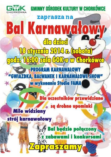 Bal karnawałowy dla dzieci - zaproszenie