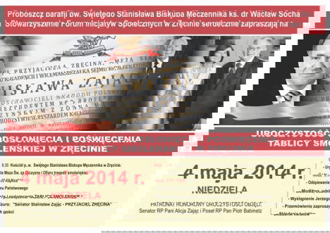 Odsłonięcie i poświęcenie tablicy smoleńskiej w Zręcinie