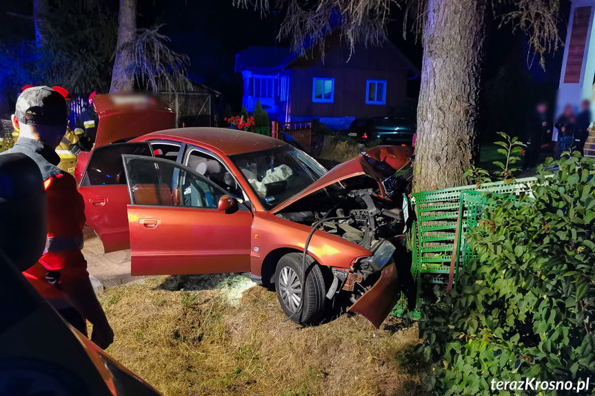 Audi roztrzaskane na drzewie w Szczepańcowej