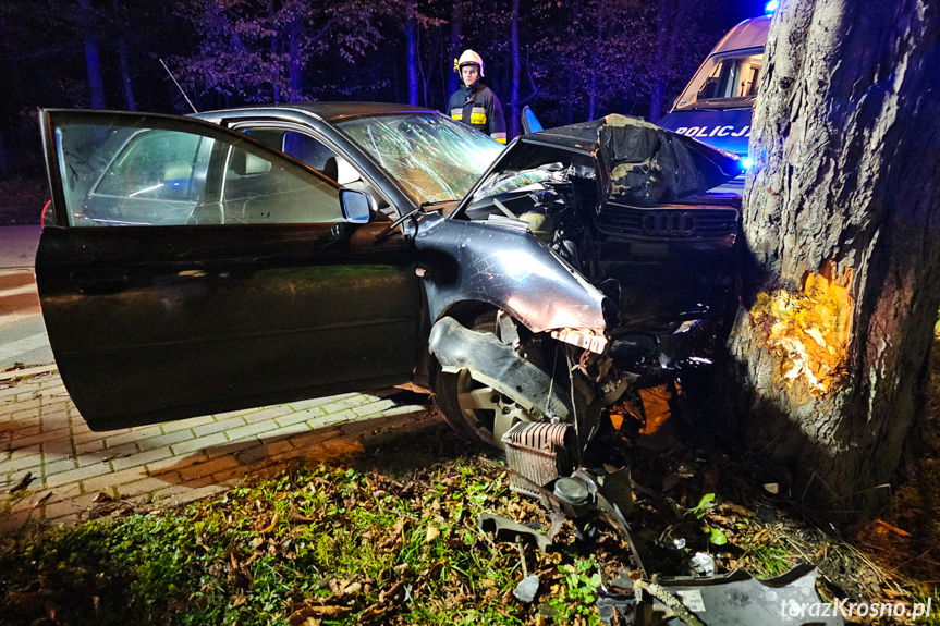 Roztrzaskał audi o drzewo w Krościenku Wyżnym