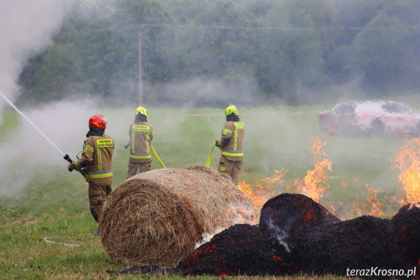 Pożar budynku gospodarczego i lasu. Ćwiczenia SANOK 2025 [ZDJĘCIA]