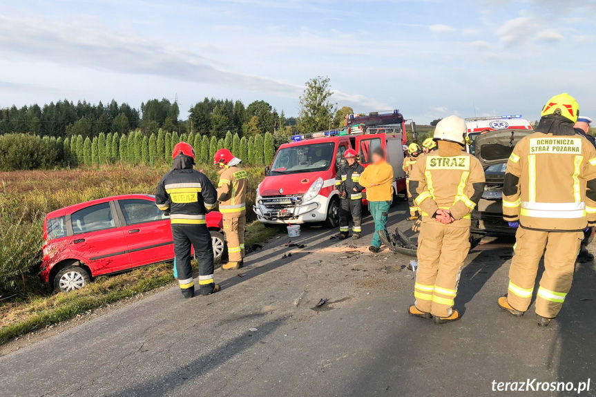 Zderzenie fiata i kia w Rymanowie